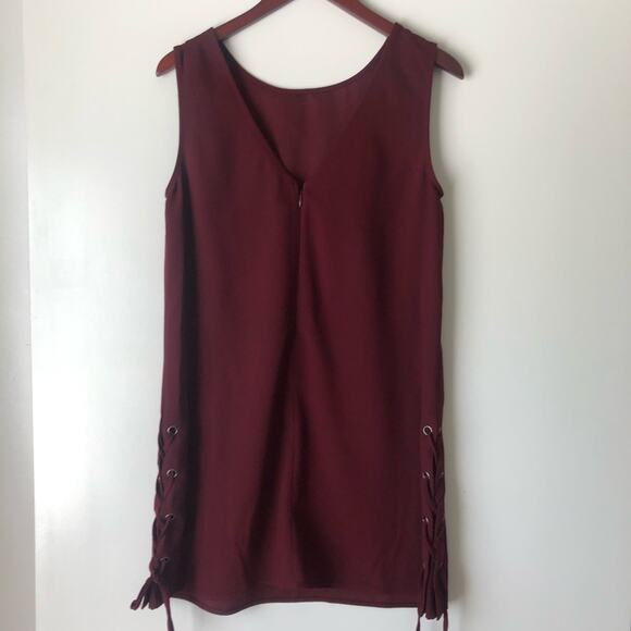 Cupcakes & Cashmere Burgundy Shift Dress Sleeveless Wine Red Purple Size Small - Picture 5 of 8